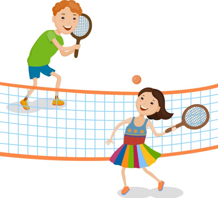 Children playing tennis Royalty Free Vector Image